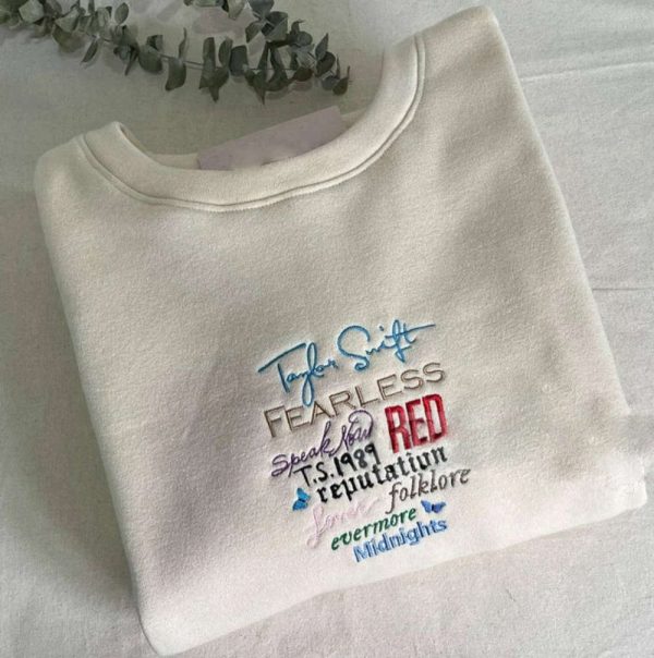 The Eras Tour Taylor Embroidered Sweatshirt 2D Crewneck Sweatshirt Gift For Fan