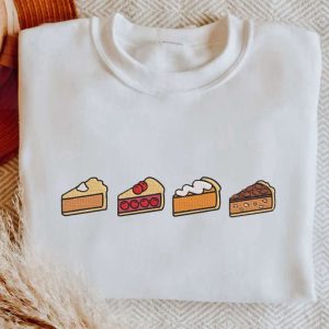 Embroidered Thanksgiving Pie Sweatshirt, 2D Crewneck…