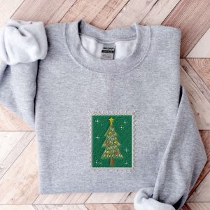 embroidered vintage christmas tree stamp sweatshirt embroidered christmas tree shirt vintage stamp shirt retro christmas shirt stamp shirt 4.jpeg