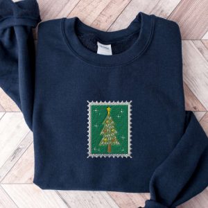 embroidered vintage christmas tree stamp sweatshirt embroidered christmas tree shirt vintage stamp shirt retro christmas shirt stamp shirt 5.jpeg