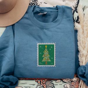 embroidered vintage christmas tree stamp sweatshirt embroidered christmas tree shirt vintage stamp shirt retro christmas shirt stamp shirt 7.jpeg