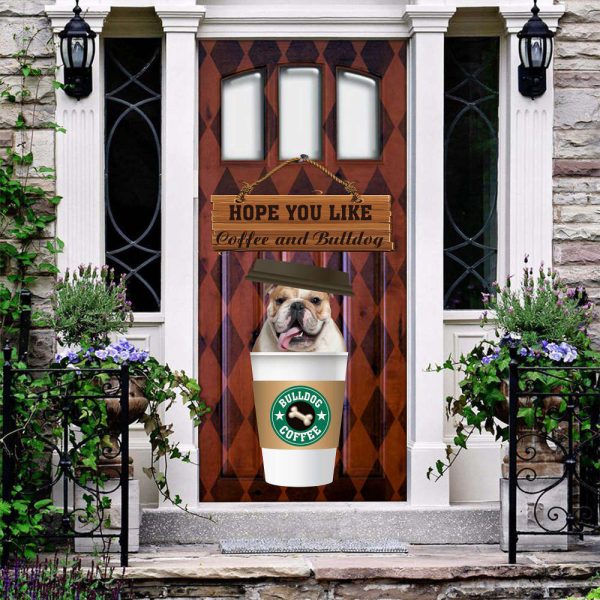 English Bulldog Coffee Lover Door Cover – Adorable and Stylish Bulldog Design