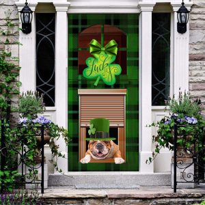 english bulldog lucky green patrick s shamrock door cover 1.jpeg