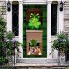 English Bulldog Lucky green Patrick’s shamrock Door cover