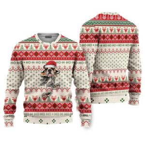 English Bulldog Scratch Ugly Christmas Sweater…