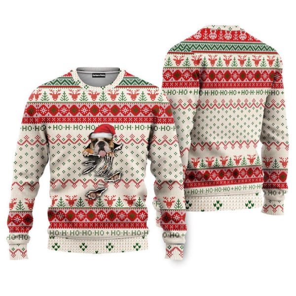 English Bulldog Scratch Ugly Christmas Sweater For Men & Women