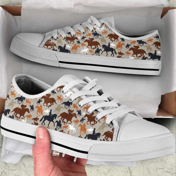 Equestrian Pattern SK Low Top Canvas Shoes – Comfortable Footwear