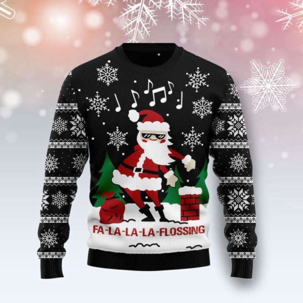 Fa La La La Flossing Santa Claus  Ugly Christmas Sweater, Gift For Christmas