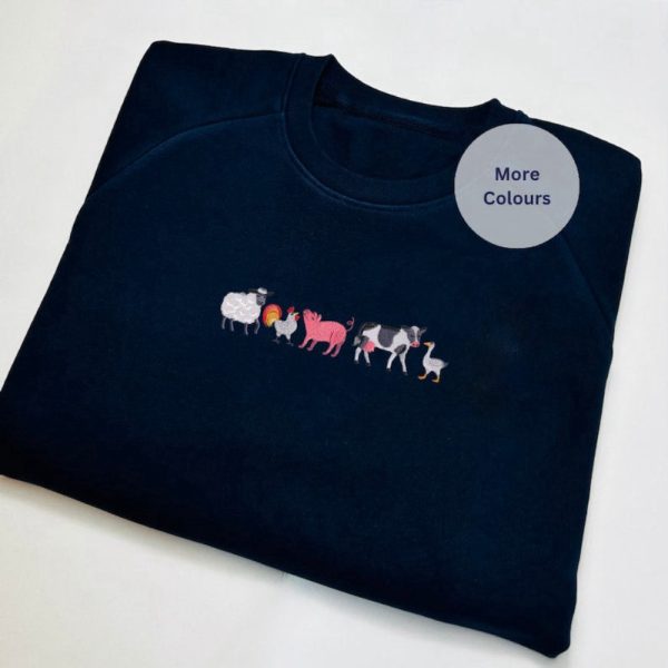 Farm Animal Embroidered Sweatshirt 2D Crewneck Sweatshirt For Men And Women