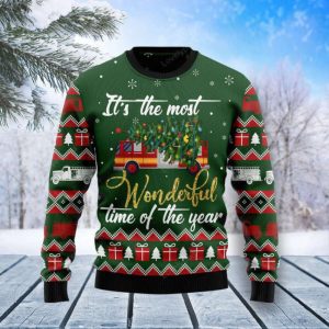 Firefighter Wonderful Time Ugly Christmas Sweater…