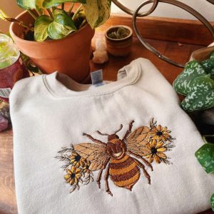 floral bee embroidered sweatshirt 2d crewneck sweatshirt for men and women 3199 1.jpeg
