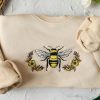 Floral Bee Embroidered Sweatshirt 2D Crewneck Sweatshirt For Men Women