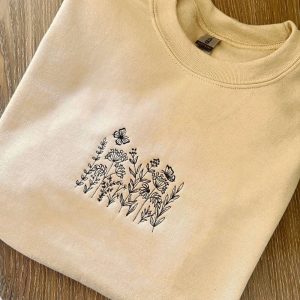 floral butterfly plants embroidered sweatshirt 2d crewneck sweatshirt gift for family sws3926 2.jpeg