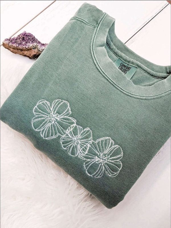 Floral Embroidered Sweatshirt 2D Crewneck Sweatshirt For Men And Women