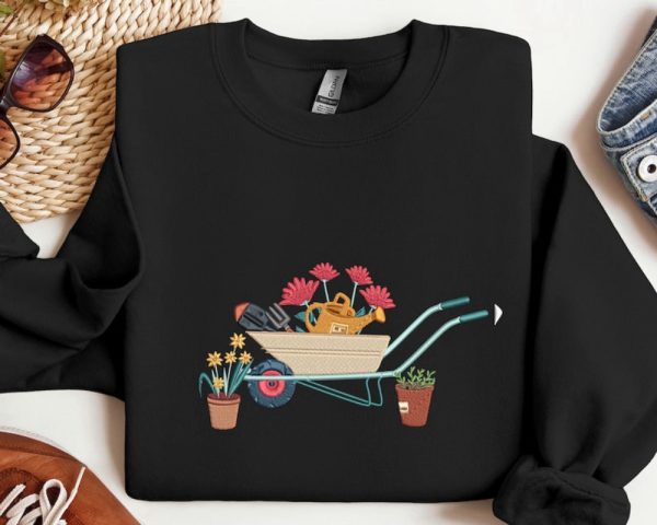 Floral Garden Embroidered Sweatshirt 2D Crewneck Sweatshirt For Men Women