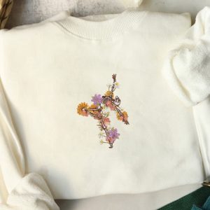 floral skeleton halloween embroidered sweatshirt 2d crewneck sweatshirt for men and women sws3095.jpeg