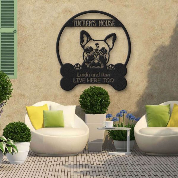 French Bulldog’s House Dog Lovers Personalized Custom Name Laser Cut Metal Signs