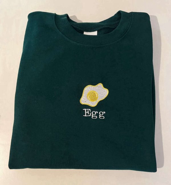 Fried Egg Embroidered Sweatshirt 2D Crewneck Sweatshirt For Men And Women