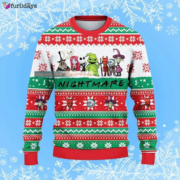 Friends Nightmare Halloween Ugly Christmas Sweater, Nightmare Ugly Sweater Over Print, 2022 Christmas Ugly Sweater 3D Hoodie Sweatshirt