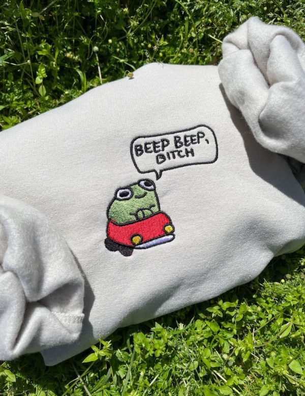 Frog Lover Embroidered Sweatshirt 2D Crewneck Sweatshirt For Women And Women