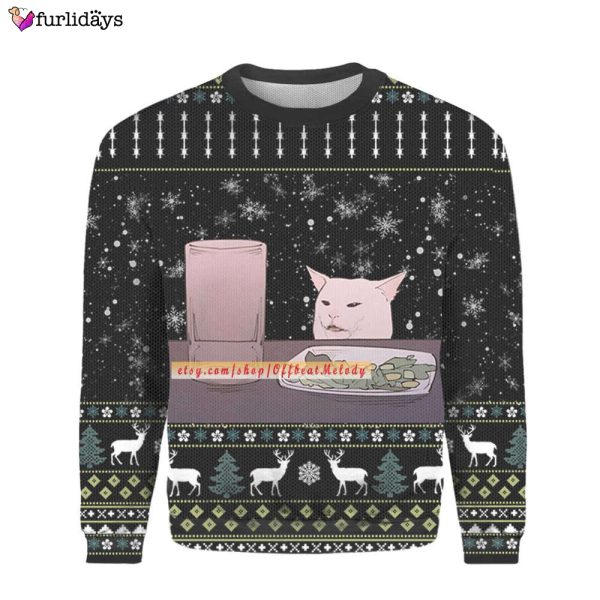 Funny Cat Meme Christmas Ugly Sweater 3D Over Print, Woman Yelling at a Cat Ugly Sweaters, Funny Cat Meme Ugly Sweater Hoodie Sweatshirt
