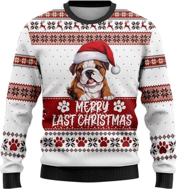 Dog Christmas Sweaters, Bulldog Ugly Christmas Sweater, Gift For Dog L:over