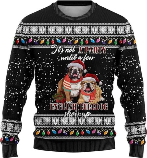 Dog Christmas Sweaters For Women, Bulldog Crewneck Sweatshirt For Dog Lover