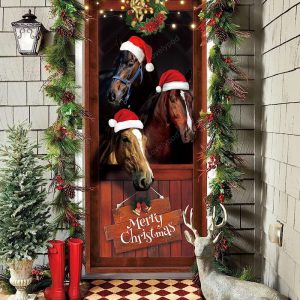 funny horses merry christmas door cover decoration farmhouse santa horses door 1.jpeg