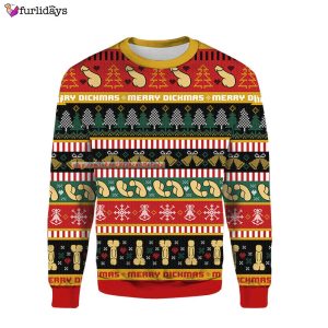 Funny Merry Dickmas Ugly Sweater 3D…