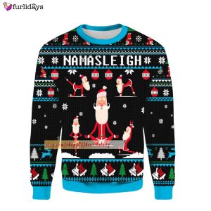 Funny Santa Namasleigh Ugly Sweater, Santa…