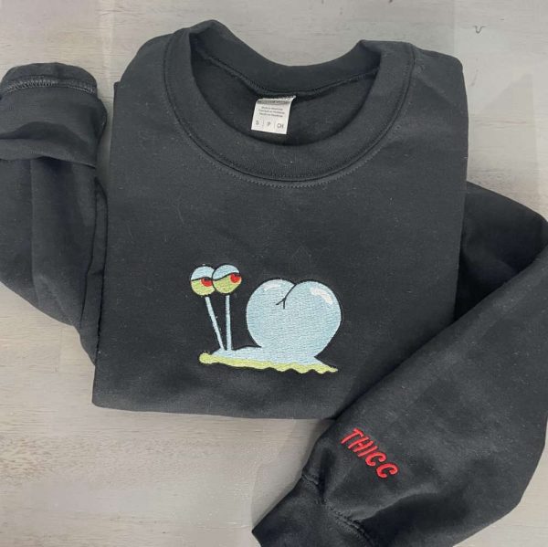 Funny Snail Embroidered Sweatshirt 2D Crewneck Sweatshirt Gift For Family