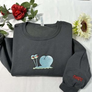 Funny Snail Embroidered Sweatshirt 2D Crewneck…