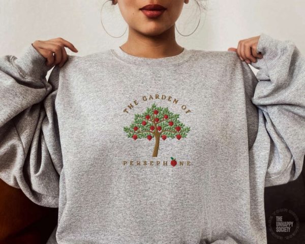 Garden Of Persephone Embroidered Sweatshirt 2D Crewneck Sweatshirt For Men And Women