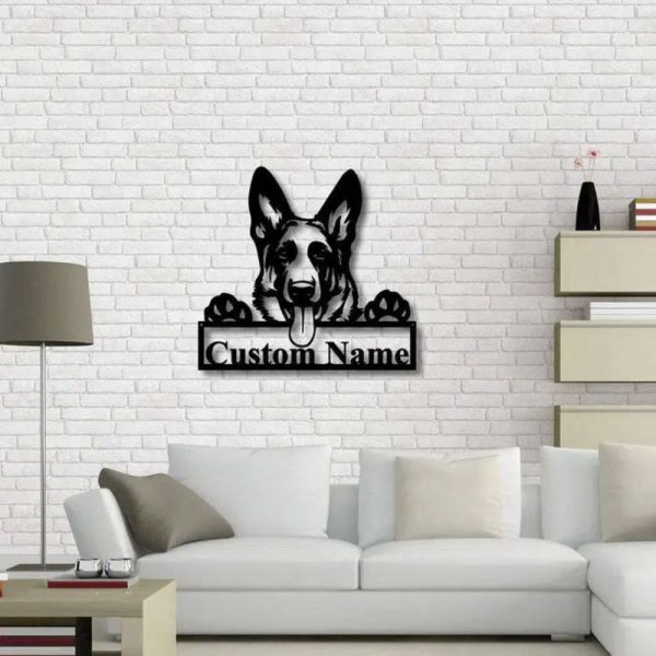 German Shepherd Dog Metal Sign Custom Name Laser Cut Metal Signs For Dog Lover