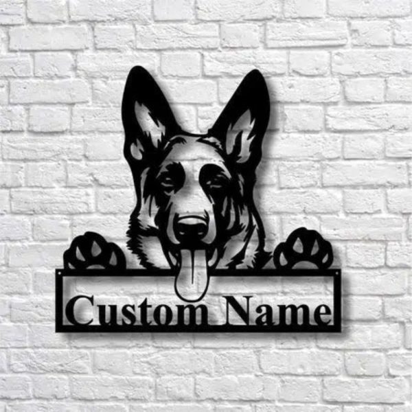 German Shepherd Dog Metal Sign Custom Name Laser Cut Metal Signs For Dog Lover