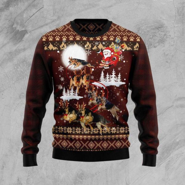 German Shepherd Dog Reindeers Car Ugly Christmas Sweater For Men & Women, Gift For Christmas