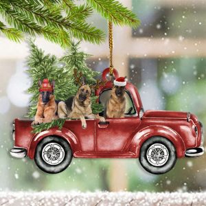 German Shepherd On Car Christmas Ornament…