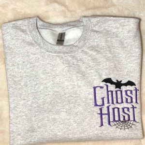 Ghost Host Embroidered Sweatshirt 2D Crewneck Sweatshirt Best Gift For Family