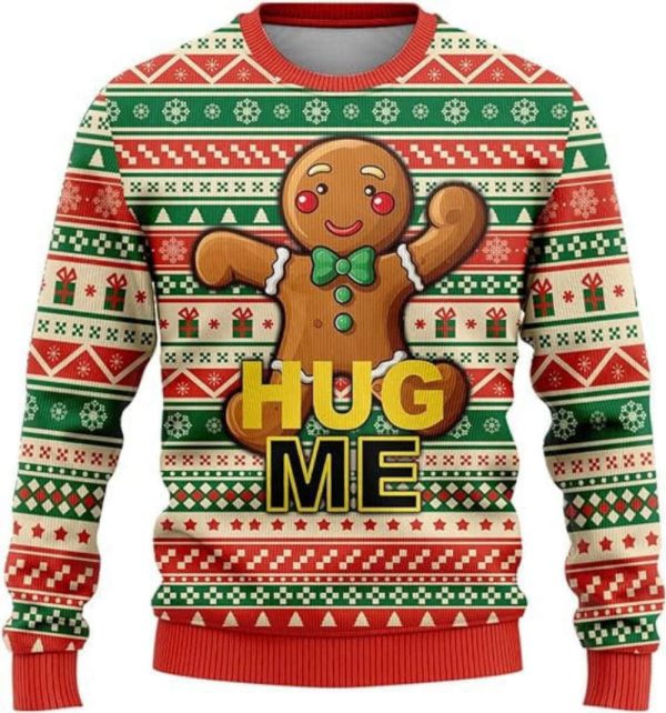 Gingerbread Man Ugly Christmas Sweaters, Gingerman Crew Neck Sweatshirt For Men