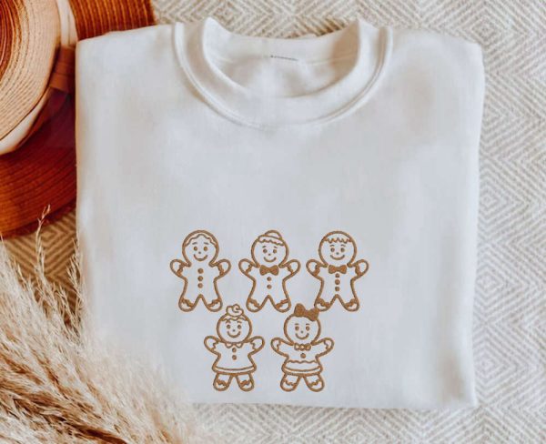 Gingerbread Men Embroidered Sweatshirt, Christmas Gift For Baker