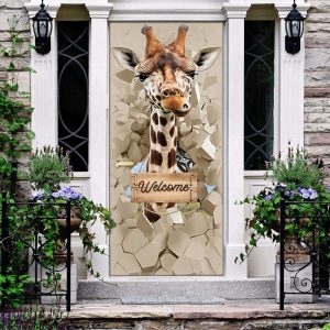 Giraffe Welcome Pattern Door Cover –…