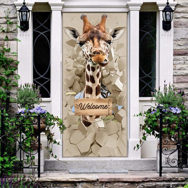 Giraffe Welcome Pattern Door Cover – Perfect Gift for Giraffe Lovers