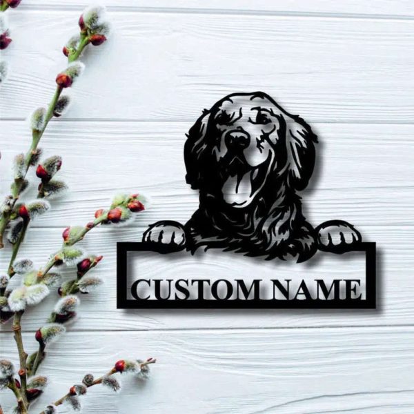 Golden Retriever Dog Custom Name Laser Cut Metal Signs For Dog Lover