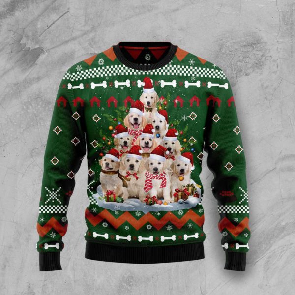 Golden Retriever Pine Tree Ugly Christmas Sweater, Gift For Christmas