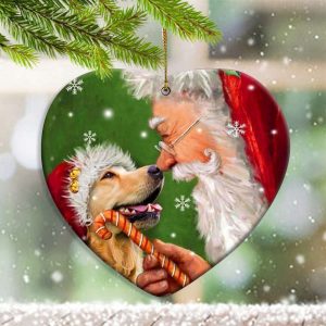 Golden Retrievers With Santa Claus Ornament…