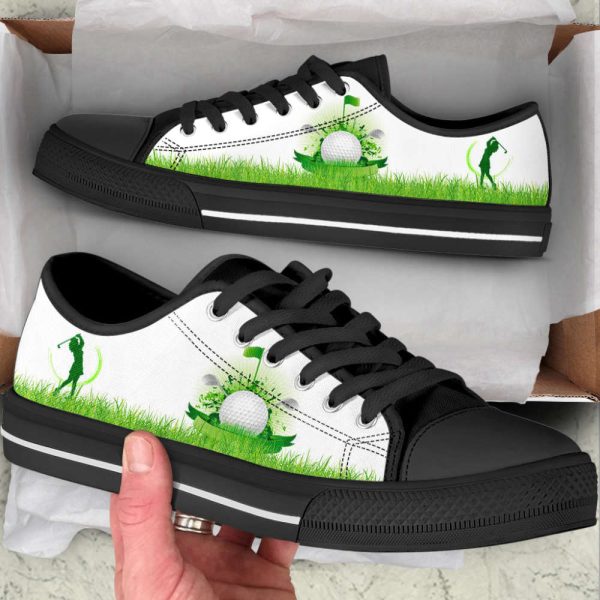 Stylish Golf Grass Green Canvas Print Low Top Shoes: Trendy Fashion