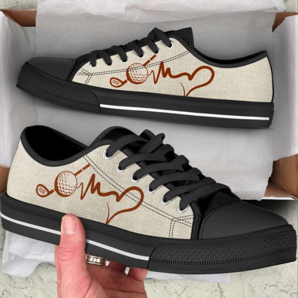 Stylish Golf Heartbeat Canvas Print Low Top Shoes – Trendy Footwear