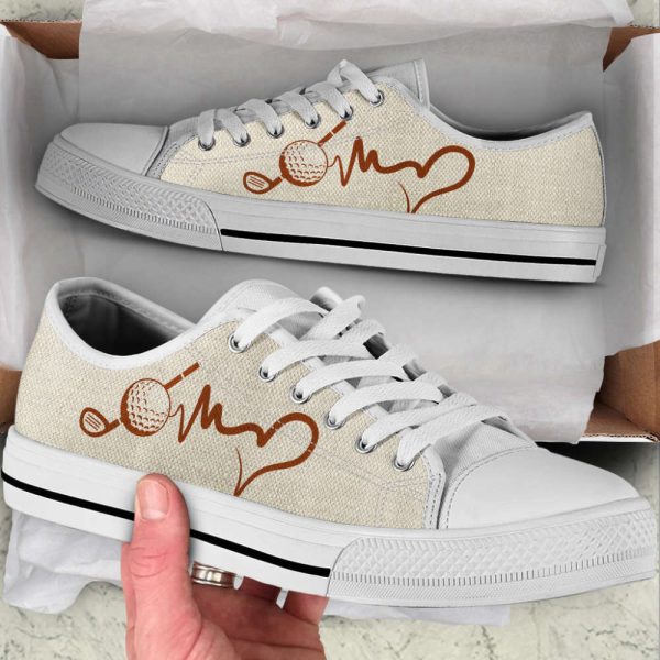 Stylish Golf Heartbeat Canvas Print Low Top Shoes – Trendy Footwear