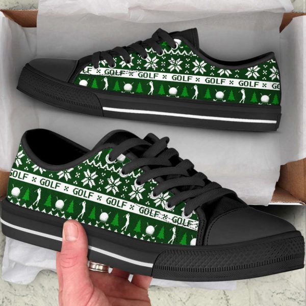 Christmas Golf Knitted Low Top Canvas Print Shoes – Stylish Footwear