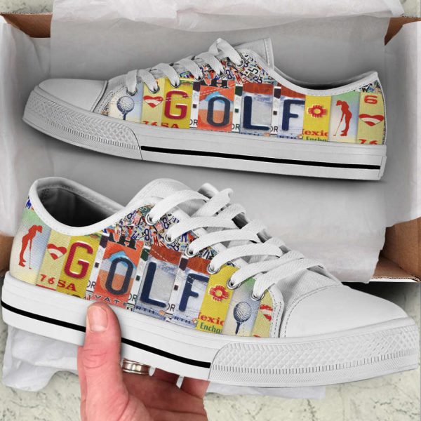 Stylish Golf License Plates Canvas Print Lowtop Shoes – Stylish Footwear